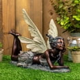thumbnail image 6 of Napco 18 Inch Resin Constructed Resting Fairy Outdoor Garden Statue, Bronze, 6 of 6