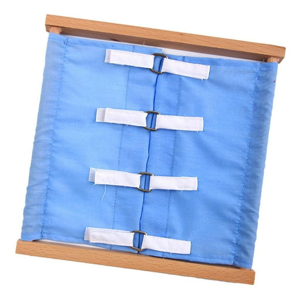 Perchero de ropa con hebilla de aprendizaje para niños con botón a presión y gancho y bucle Gancho y lazo azul