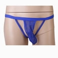 thumbnail image 2 of 's Pouch Sleeve G-String Open Thong Low Rise Ropa interior azul Colco Sexy de los hombres de moda de malla G-String bolsa de ropa interior breve tanga Bikini T-back Panty, 2 of 8
