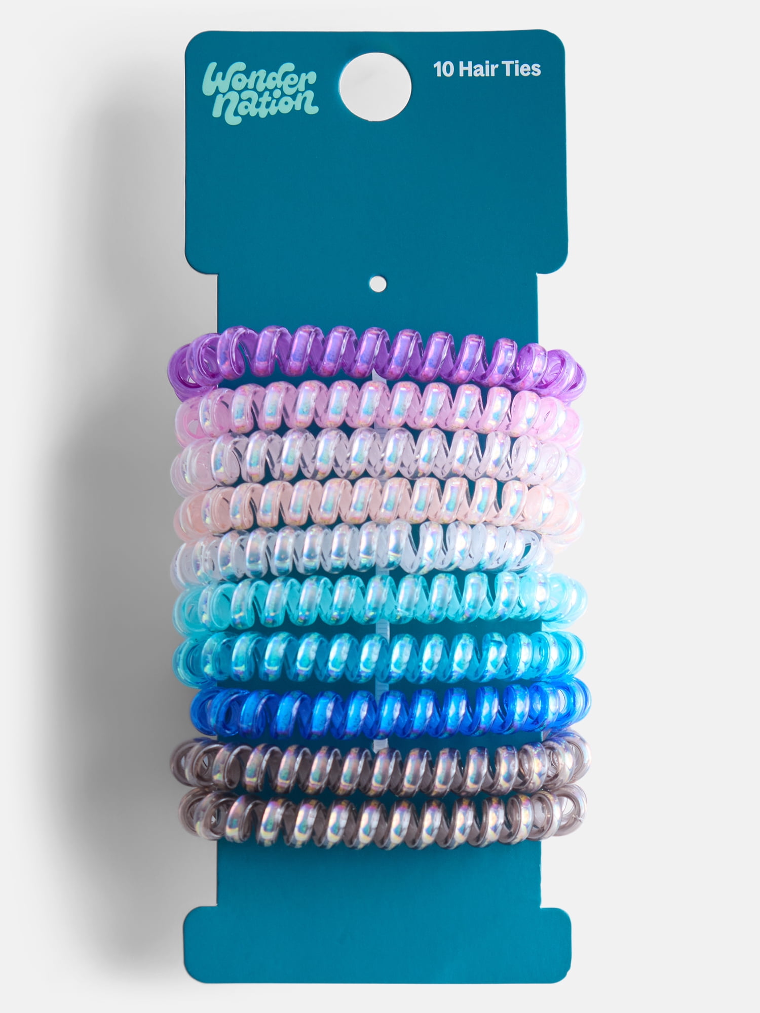 Wonder Nation Girls Coil Hair Tie Set, 10-Piece, Multi