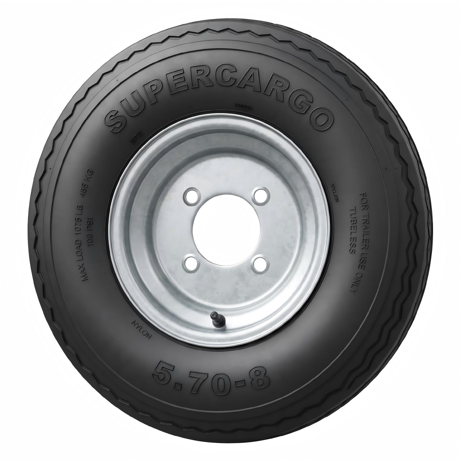 SUPER CARGO 2 Set SU02 5.70-8 8PR Boat Trailer Tire and 4-Lug Galvanized Wheel Assembly