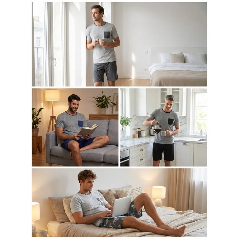 Giruns Men's Two-Piece Pajama Set with Shorts photo 2