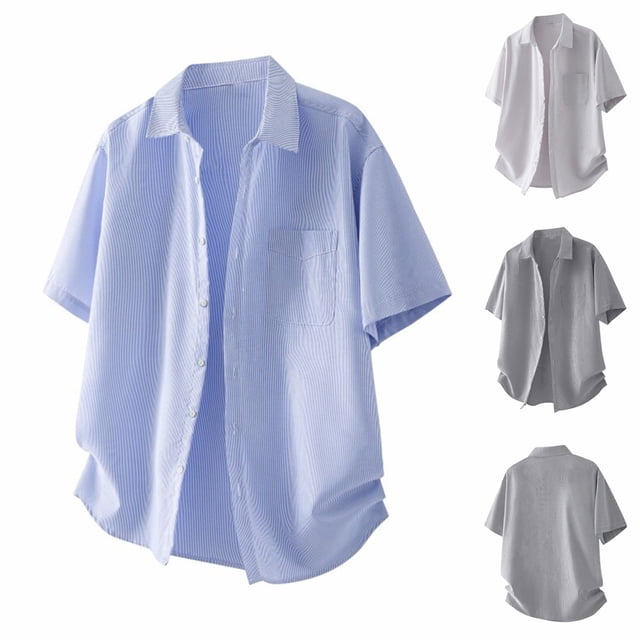 Sentmoon T-Shirts pour Hommes Oversize Décontracté Col Rabattu Manches Courtes Extensible Hawaïen Été Vêtements pour Hommes avec Poches Hauts Habillés pour Hommes Tendance pour la Plage TTTTG