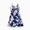 thumbnail image 3 of PatPat Family Matching Leaf Print Blue Short-sleeve Shirt or Sling Smocked Back Dress Set, 3 of 7