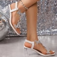 thumbnail image 4 of Rokment Bridal Glitter Rhinestones Butterfly Dressy Sandals for Women Delicate Elegant Square Toe Clear Chunky Block Slingback High Heels Bride Wedding Summer Dress Pumps 2026 White Size 6, 4 of 6