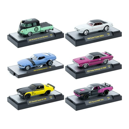"Auto-Thentics" 6 piece Set Release 101 IN DISPLAY CASES Limited Edition 1/64 Diecast Model Cars by M2 Machines