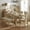 2: Natural, variant on Harper & Bright Designs Extendable Dining Table Set for 6, Wood Rectangle Kitchen Table Set with Removable Leaf and Trestle Legs and 4 Upholstered Chair and Bench, Gray