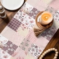 thumbnail image 3 of Boho Spring Floral Table Runner 36 Inches, Vintage Flowers Patchwork Plaid Pink Bed Runner Dresser Scarves Tabletop for Indoor Outdoor Parties/Ceremony/Banquet, 13"x 36", 3 of 8