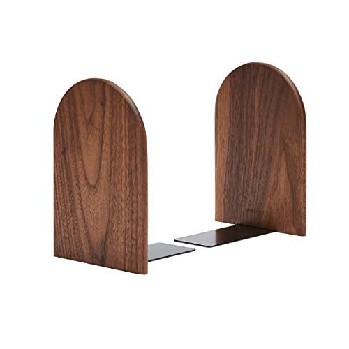 Pandapark Wood Bookends,Pack of 1 Pair,Non-Skid,Black Walnut,Office Book Stand Black Walnut-A Plus