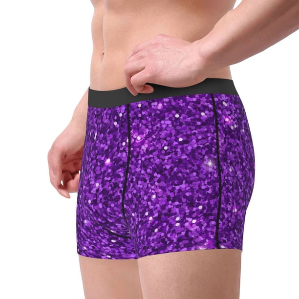Naloa Purple Glitter Print Mens Underwear - Boxers for Men, Mens