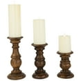 thumbnail image 3 of Northlight Set of 3 Walnut Brown Natural Wooden Pillar Candle Holders 10", 3 of 5