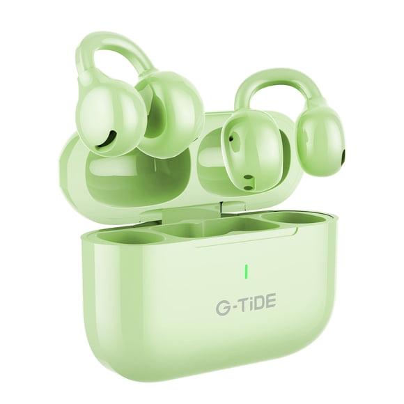 Auriculares Inteligentes Inalámbricos G-tide Clipon Hifi Tws Verde,Bluetooth 5.3,Cinco colores disponibles,Cancelación de ruido,Micrófono incorporado,Compatible con sistemas Android y iPhone