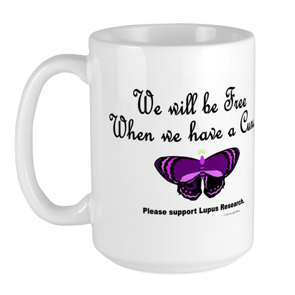 CafePress - Butterfly Awareness 5 (Lupus) Large Mug - 15 oz Ceramic Large Mug