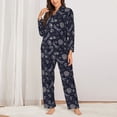 thumbnail image 2 of Fotbe Wildflowers And Dragonflies Conjunto de Pijama de Manga Larga para Mujer con Estampado, Ropa de Dormir de 2 Piezas, Conjunto de Casa Suave y Cómodo con Bolsillos-Medium, 2 of 7