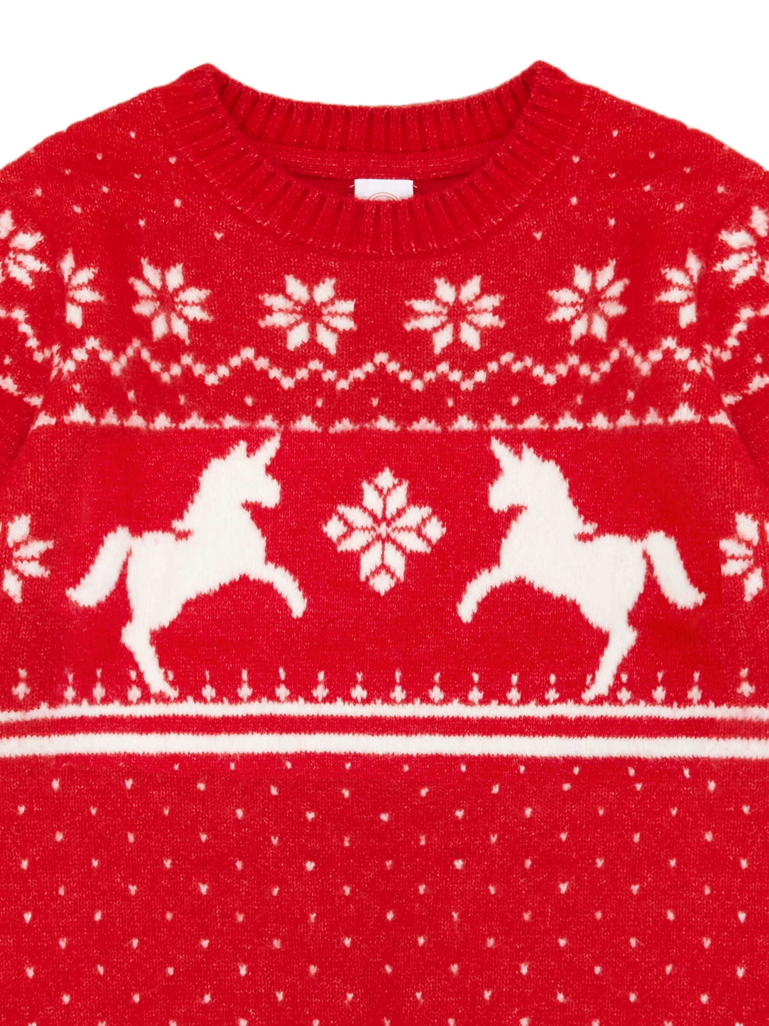 Wonder Nation Girls Holiday Fair Isle Sweater, Sizes 4-18 & Plus