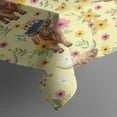 thumbnail image 3 of Yellow Highland Cow Flower Hat Pattern Rectangle Tablecloth 60"x84",Waterproof Polyester Rectangle Table Cloth, Wipeable Spillproof Polyester Tablecloth for Dining, Camping, Indoor and Outdoor, 3 of 5