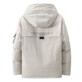 thumbnail image 5 of XMMSWDLA Deals Clearance Tops for Men Solid Casual Thicken Hooded Zipper Multi Pocket Keep Warm Jacket Coats, 5 of 8