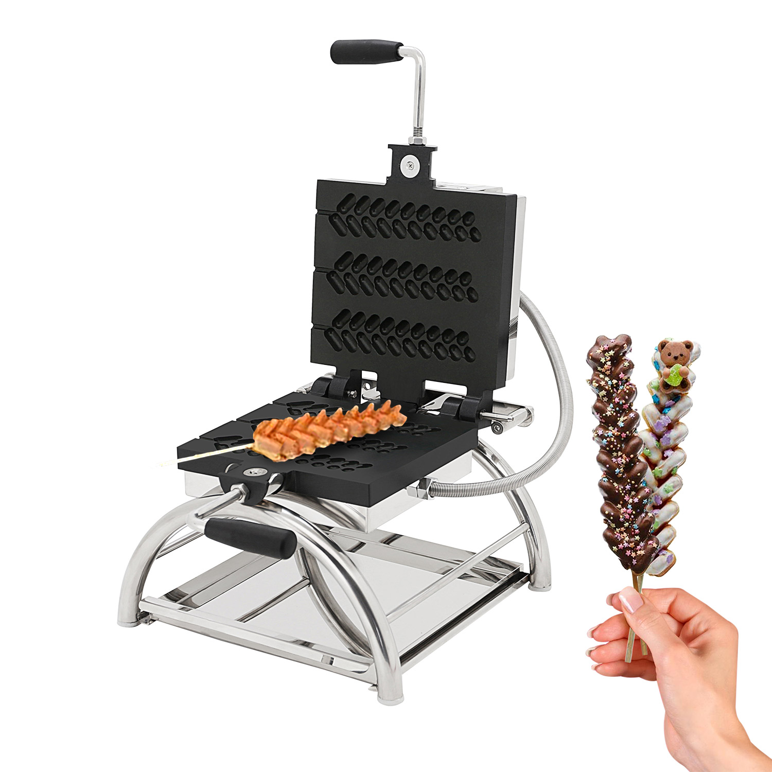 NicoPower Waffle Stick Maker Rotating Stick Waffle Maker Tree Waffles  on a Stick Stainless Steel 110V No plug