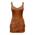 thumbnail image 4 of Ovbmpzd A-Line Summer Dresses for Women Mini Western Fringe Brown Dresses V-Neck Sleeveless Casual Dresses Summer Dresses,S, 4 of 6