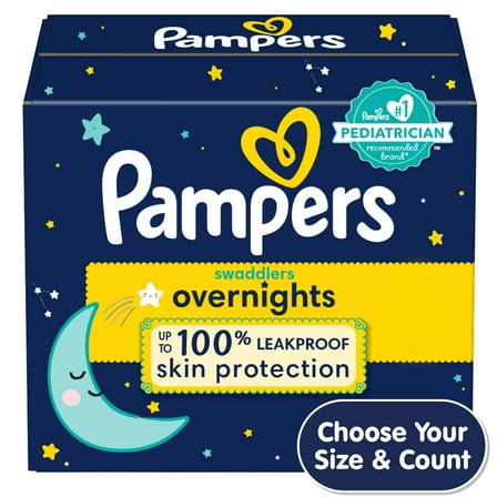 Pampers Swaddlers Overnight Diapers Size 4, 104 Count (Select for More Options)