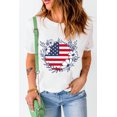 thumbnail image 1 of ABPHQTO Camiseta gráfica con cuello redondo y estampado de flores de la bandera estadounidense blanca para mujer, 1 of 5