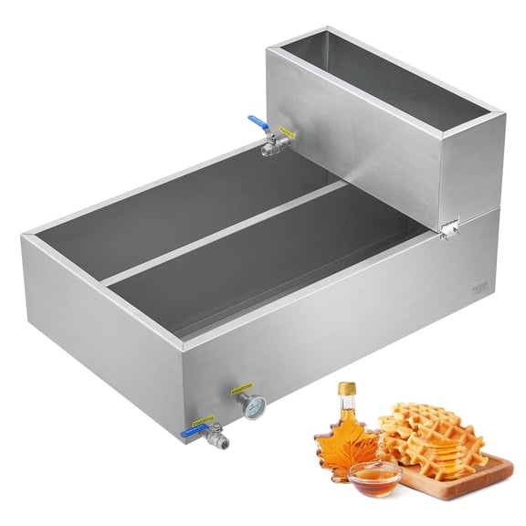 VEVOR Maple Syrup Evaporator Pan, 35 Gallon, 509 Cups of 8.8oz Maple Syrup, Flat Evaporator Pan with Thermometer, 2 Valves and 3 Heating Methods, 304 Stainless Steel Maple Syrup Pan for Home