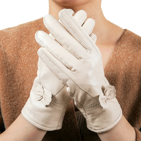 Warm Full Lined Winter Gloves Short Winter Driving Mitten Warm Leather Gloves