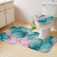 thumbnail image 4 of Abstract Marble Bathroom Rugs Set Teal Pink Stone Texture Natural Crack Modern Non Slip Absorbent Soft Bath Mats 3 Piece Set with Bathroom Rug, U-Shaped Floor Mat, Toilet Seat Cover Small Size, 4 of 9
