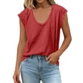 thumbnail image 4 of DYTTDG Women's Cap Sleeve Tank Top, Deep V Neck Loose Fit Top, Solid Color Summer Casual Tee, 4 of 8