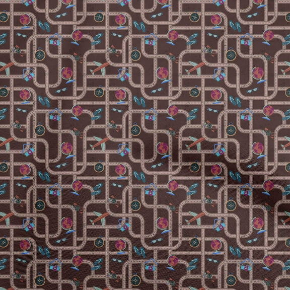 oneOone Polyester Spandex Light Blue Fabric Travel Sewing Craft Projects Fabric Prints By Yard 56 Inch Wide