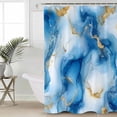 thumbnail image 4 of Abstract Marble Texture Shower Curtain Set ，Waterproof Fabric Shower Curtains Gold Blue White Gradient Art Shower Curtains for Bathroom,Bathroom Decor 60"x72", 4 of 6