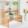 thumbnail image 5 of MyGift Tabletop Natural Bamboo Plant Stand, 2 Tier Desktop Shelf Rack, 5 of 6