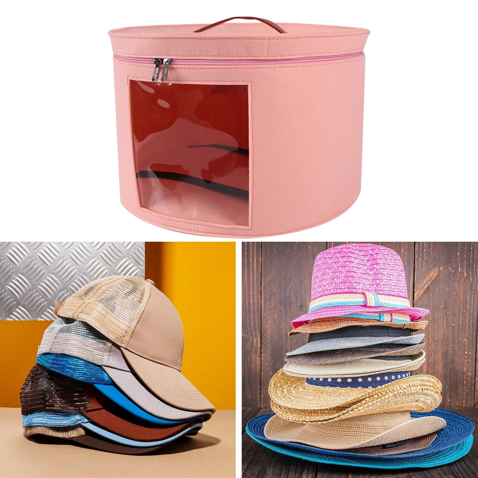  HappiBox Hat Storage Box, Stuffed Animal Toy Storage, Stackable Round Pop-up Container, Travel Hat Boxes for Women & Men, Closet Organizer w Lid