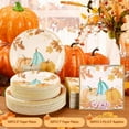 thumbnail image 3 of DAZLUTE 200 PCS Fall Paper Plates and Napkins Thanksgiving Party Supplies Orange Pumpkins Disposable Dinnerware Serve 50 Guests, 3 of 8