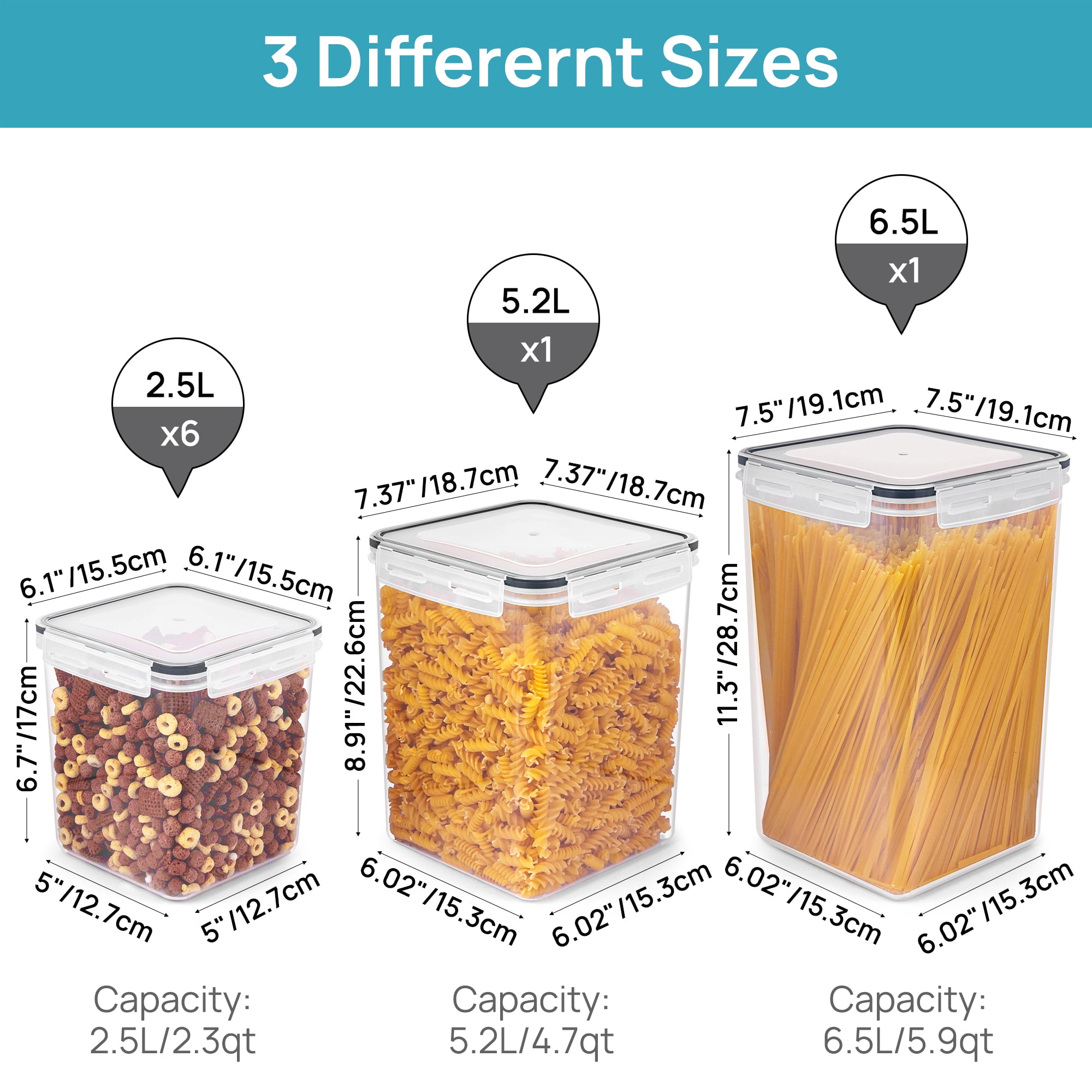 Sindcom 8 pcs Large Airtight Food Storage Containers, Sindcom Flour Canisters, for Kitchen Organization