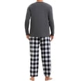thumbnail image 3 of INSPIRAR CHIC Conjunto de Pijamas de Dos Piezas para Hombre, de Manga Larga, Color Sólido, Patrón de Cuadros, L Negro Blanco, 3 of 5