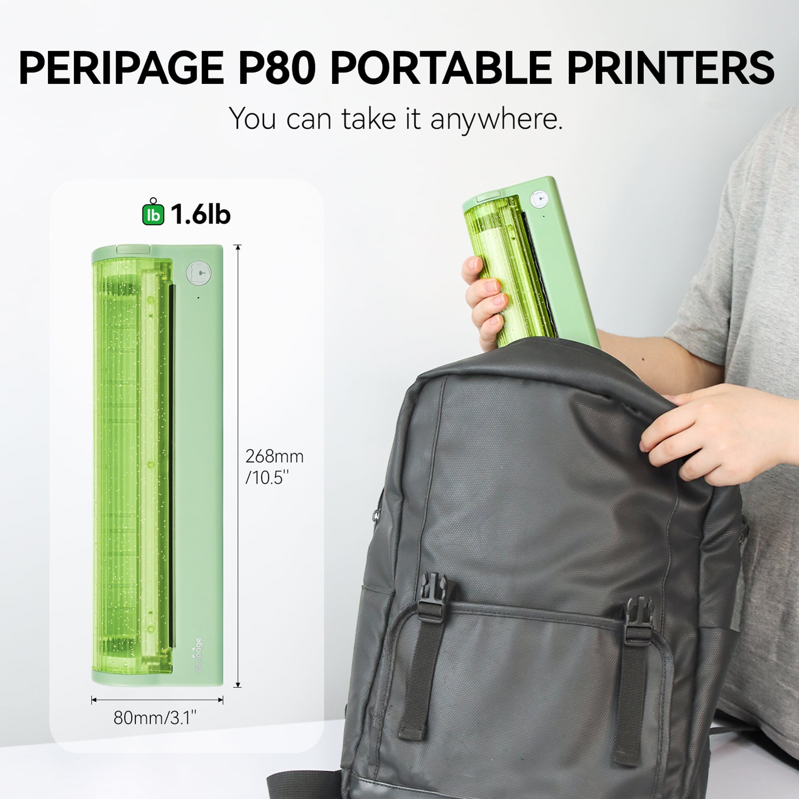 Portable Printer Wireless for Travel,  Thermal Printer Support 8.5" X 11" US Letter, Compatible with Android, iOS and Laptop, Inkless Printer for Home Office