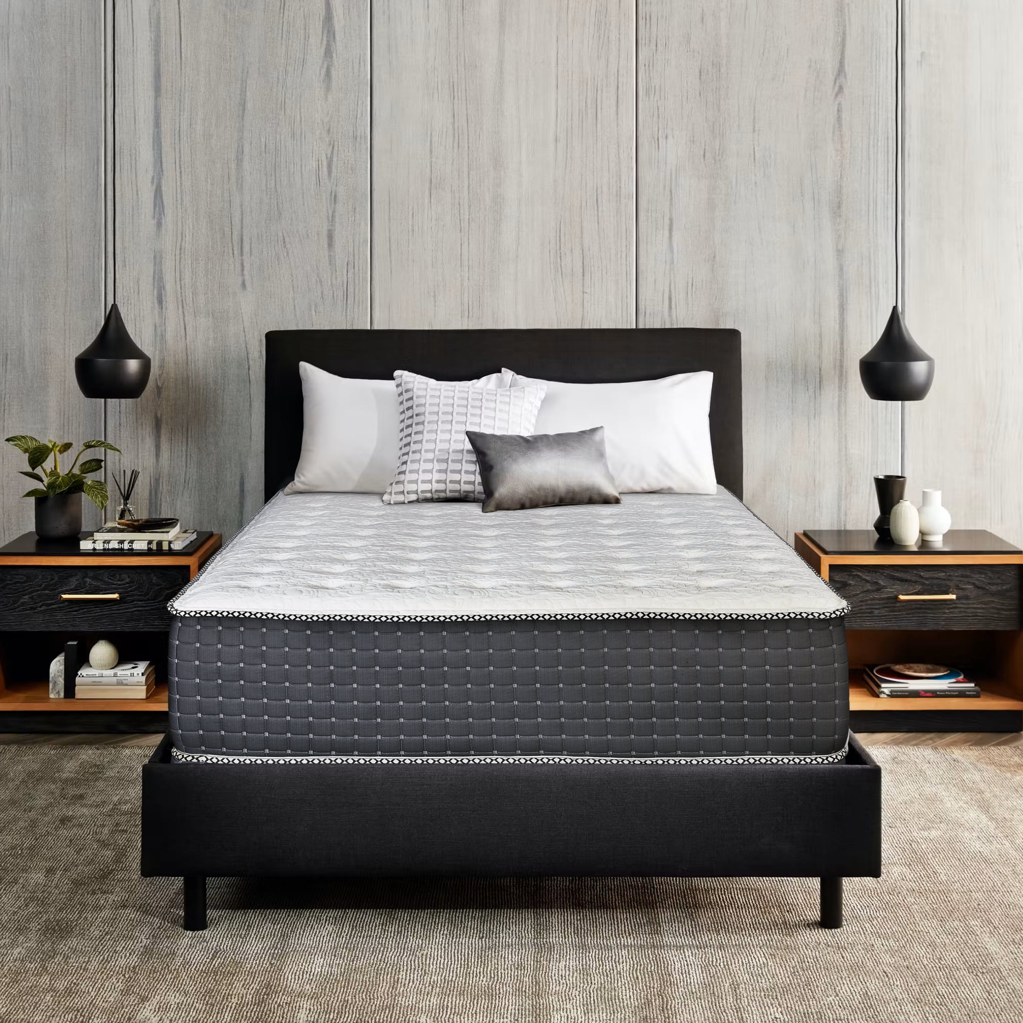 Continental Sleep, 14" Firm Hybrid Mattress-w/Heavy Damask Fabric, Pocket Coils for Motion Isolation, Pressure Relief & Cooling-Reinforced Edges, H/D Foam Base, 2" Soft Quilted Top, Queen