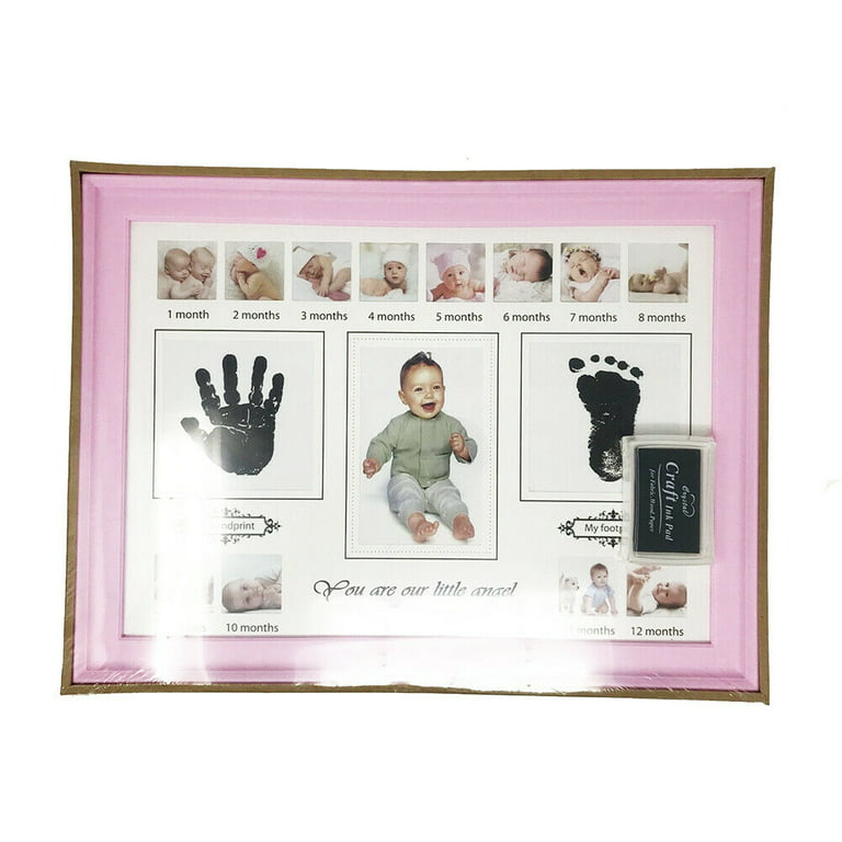  weallbuy Baby Picture Frame First Year, Baby Handprint and  Footprint Kit with Ink Pad, 12 Month Milestones Baby Gift, Anniversary  Growth Record Keepsake for Mom/Newborn (Blue Foldable) : Baby
