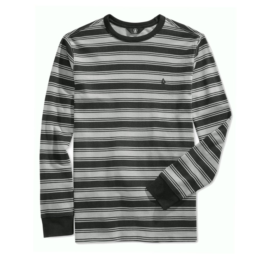 NEW Black Gray Mens Size XL Striped Crewneck Thermal