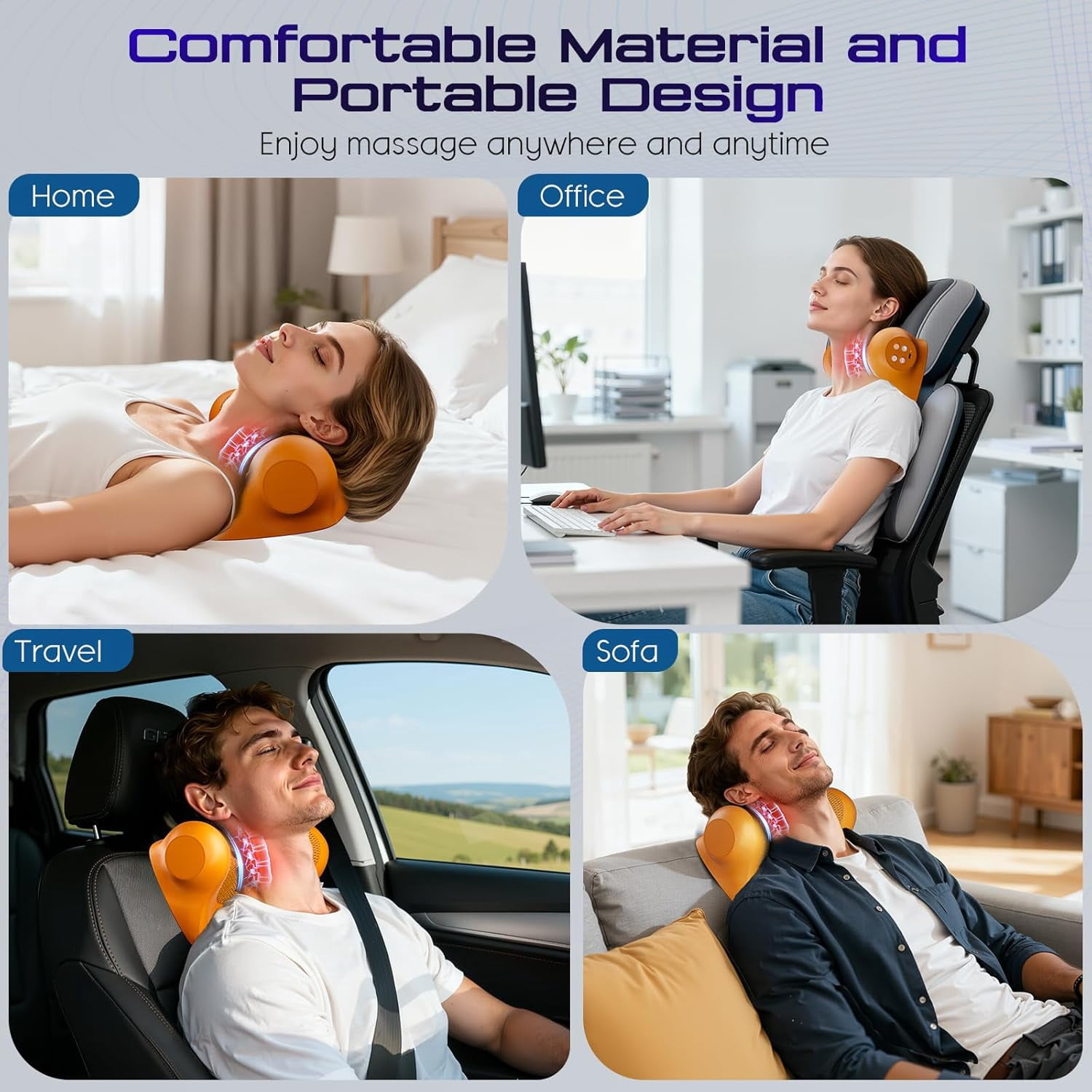 Neck Massager with Heat, 3-in-1 Electric Cervical Massager for Pain Relief & Hot Compress, Ergonomic Neck and Shoulder Relaxer Stretcher - Ideal Gift for Office Workers, Athletes & Everyone, Brown