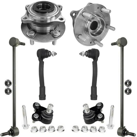 Detroit Axle - Front Wheel Bearing & Hubs Sway Bars Lower Ball Joints Outer Tie Rods Replacement for Hyundai Sonata Kia Optima - 8pc Set