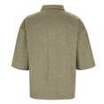 thumbnail image 4 of sovlvnd Mens Clothes, Man Solid-Color Loose Casual Knitted Button Mid-Sleeve Short Sleeve Turndown Collar T-shirt Top M, Khaki, 4 of 6