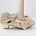 thumbnail image 4 of Fesfesfes Girls Sequined Toe Cap Shoes Princess Style High Heels for Parties,Glitter Dress Shoes for School Performances,Cute Low Heel Sandals(Gold,8 Years), 4 of 6