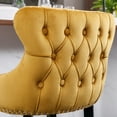 thumbnail image 5 of Counter Height Bar Stools Set of 2, Wing-Back Bar Chairs with Button Tufted Decoration and Wooden Legs, Upholstered Island Chairs with Footrest for Kitchen Island, Gold, 5 of 9