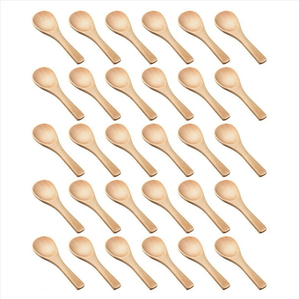 150 Piezas Cucharas de Madera PequeñAs Mini Cucharas de Madera Naturales Mini Cucharas de Degustación Condimentos Cucharas de Sal para Cocina Cocina (Color de Madera Natural)
