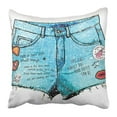 thumbnail image 1 of ARTJIA Sketch Girl Denim Short Watercolor with Slogan Patch and Prints Jeans Gang Modern Unicorn Pocket Pillowcase 20x20 inch, 1 of 1