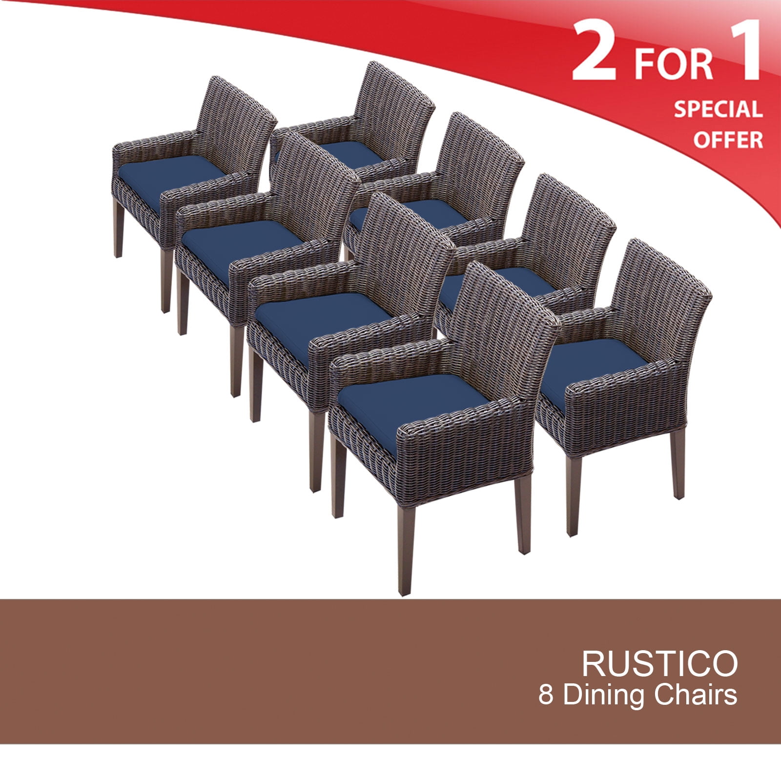 8 Rustico Dining Chairs With Arms