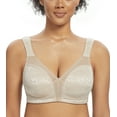 thumbnail image 4 of Exclare Women's Full Coverage Plus Size Comfort Double Support Unpadded Wirefree Minimizer Bra(Peacock tail Beige,46DD), 4 of 7