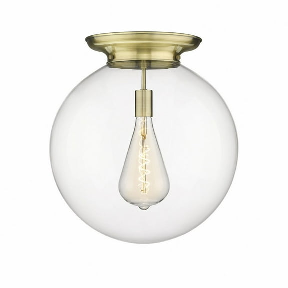 Innovations Lighting Beacon - 1 Light 18" Flush Mount Antique Brass/Clear